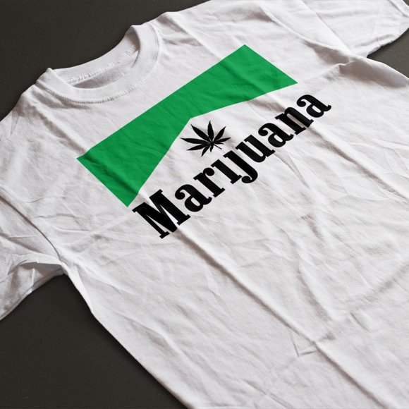 Funny Weed Pot Cigarette Leaf 420 T-Shirt. White. Multiple Sizes. Fast Shipping! - Picture 1 of 1